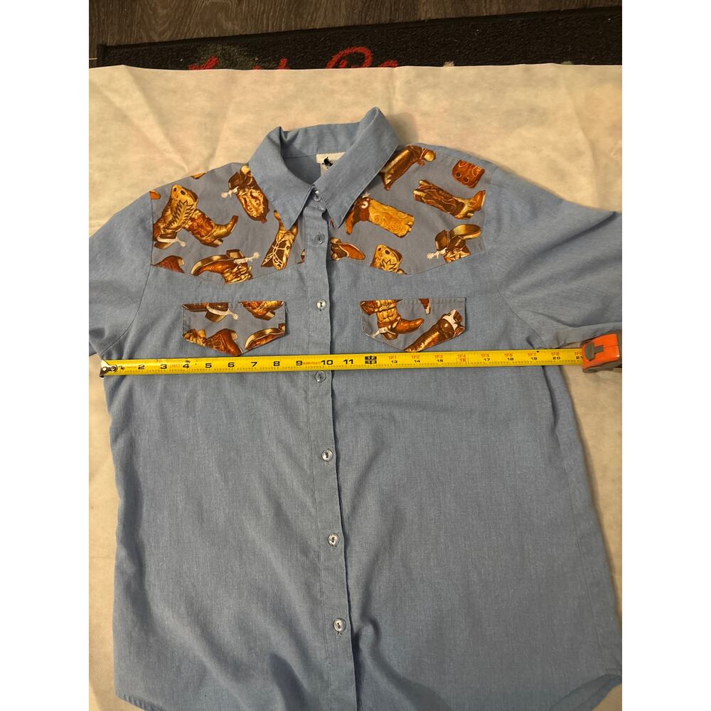 Tap & Co Western Cowboy Boot Shirt M Vintage Rodeo Unisex Festival Concert USA - Picture 8 of 12